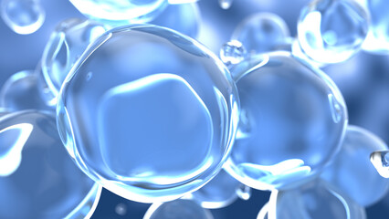 Abstract molecular background. Wather bubbles. 3d render illustration