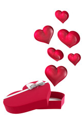 Hearts flying from box