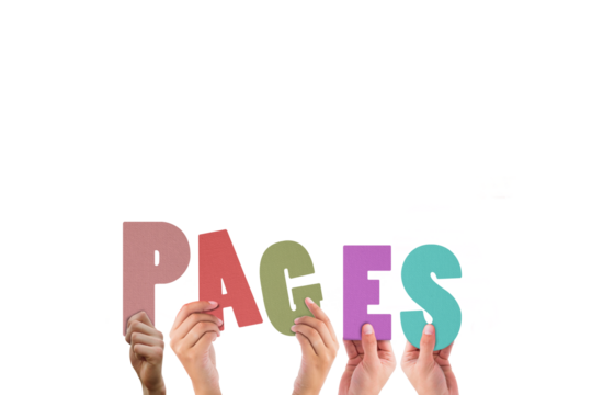 Colorful alphabet spelling pages held up by people 