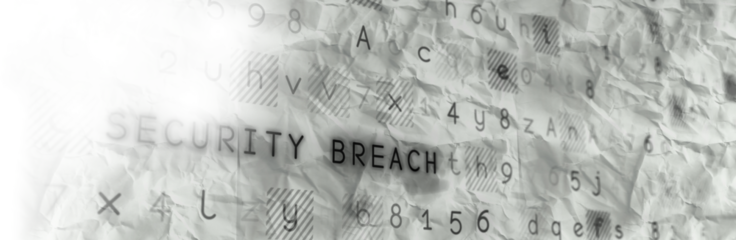 Security breach text on digital screen