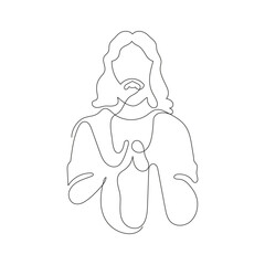 Obraz premium Continuous line drawing of Jesus Christ, son of God, biblical easter illustration. Vector illustration