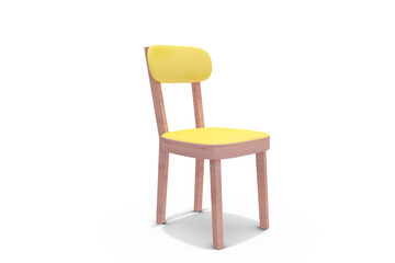 3d image of yellow wooden chair 