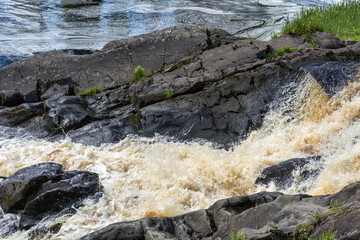 Ahvenkoski Waterfall on the stormy Tohmajoki River