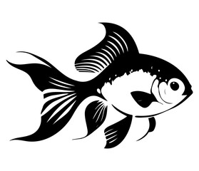 goldfish, golden fish Animal fish illustration black and white side view outline image