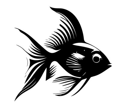 recommend clip art: goldfish, golden fish Animal fish illustration black and white side view outline image