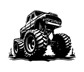 Monster truck icon, four wheel drive