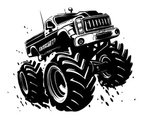 Monster truck icon, four wheel drive