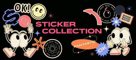Collection of various patches, labels, tags, stickers, stamps for shopping. Black Friday, discounts, new collection. Vector set, trendy promo labels