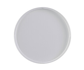 Inner side of round plastic cap, cover from cosmetic jar isolated on white, transparent background,...