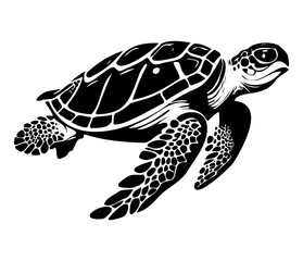 Swimming sea turtle icon sea animal black symbol, underwater animals