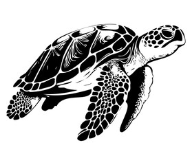 Swimming sea turtle icon sea animal black symbol, underwater animals