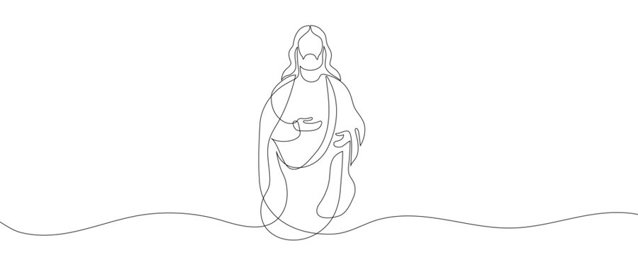 recommend clip art: Continuous line drawing of Jesus Christ, son of God, biblical easter illustration. Vector illustration
