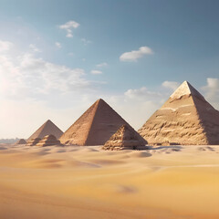 Fototapeta na wymiar Egyptian pyramids in sunny created with Generative AI technology.