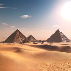 illustration of pyramid and Sphinx of Giza created with Generative AI technology.