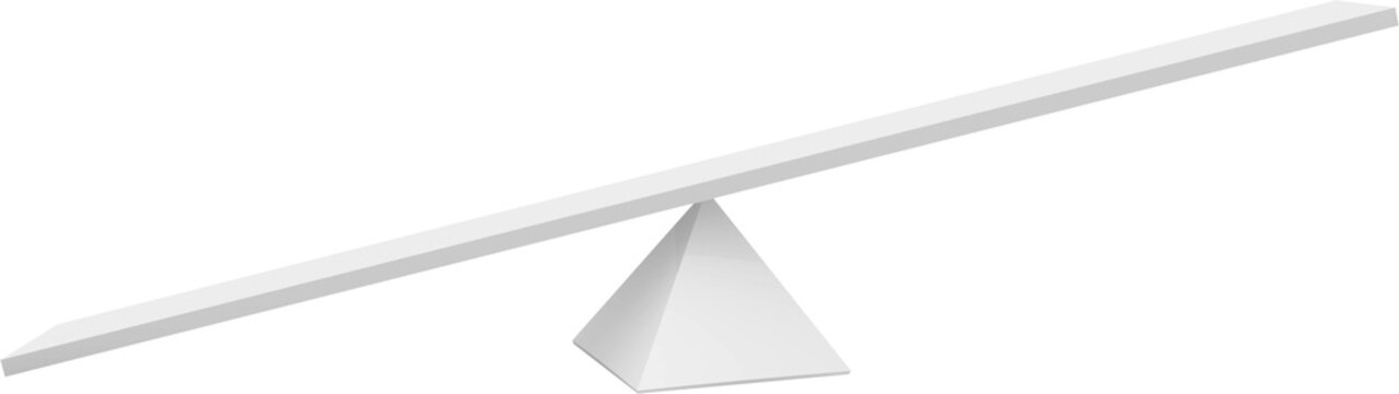 Empty seesaw over white background