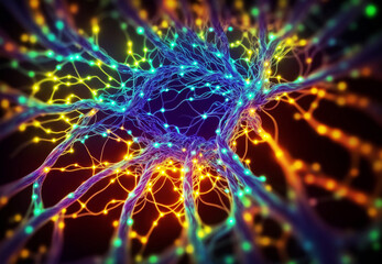 Neurons and nervous system. Nerve cells background. Science and medicine. Generative ai