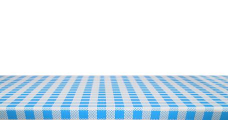 Part of blue and white tablecloth