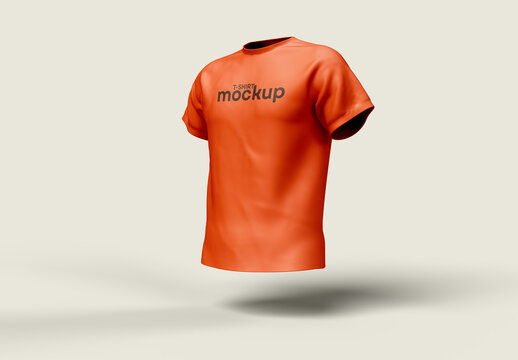 Orange T-Shirt Mockup &ndash; Back View Realistic Apparel Template for Branding and Print Design