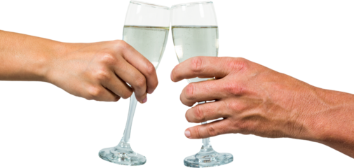 Cropped hand of couple holding champagne flute