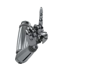 Gordijnen Composite image of robotic hand pointing © vectorfusionart