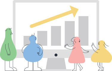 棒グラフ　上昇　ビジネス