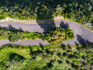 Aerial View at Green Volcanic Hills near Los Sauces at La Palma Island, Canary Islands, Spain. 