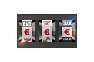 Digitally generated image of casino slot machine showing euro symbols