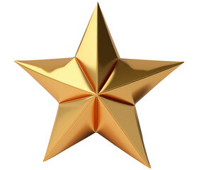 golden star in 3d on transparent background, ai generated