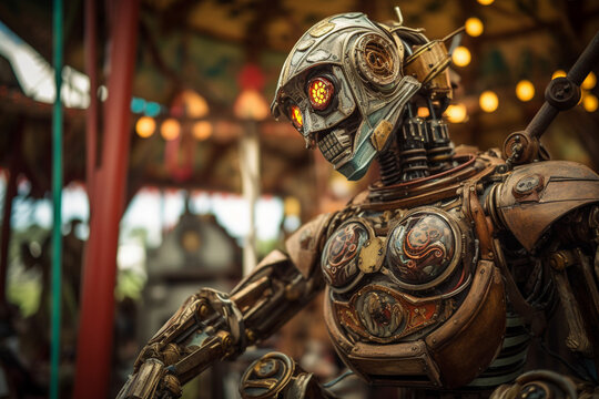 Forgotten Rusty Cyborg Robot - AI Generated Image
