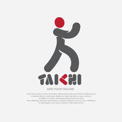 Silhouette of person with tai chi gesture position vector drawing.Suitable for martial arts logo and illustration.