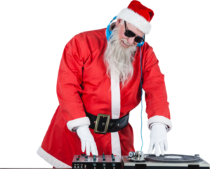 Santa Claus playing DJ
