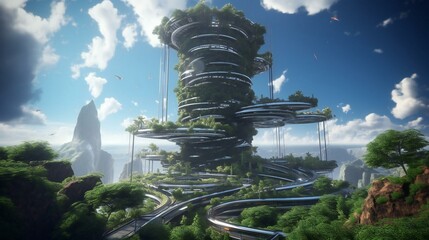 Step into a new world with a vision of sustainable living that blends cutting-edge technology and green energy!
Created using generative AI.