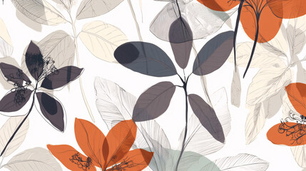 Fototapeta na wymiar seamless floral pattern botanic generative ai