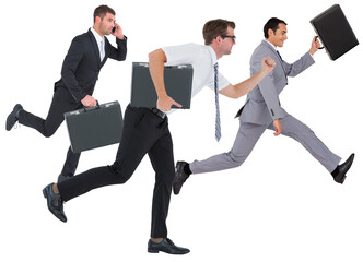 Businessmen holding briefcases