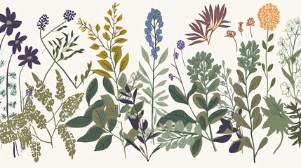 grass and flowers vector background generative ai