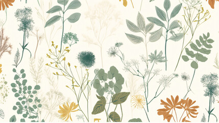 grass and flowers vector background generative ai