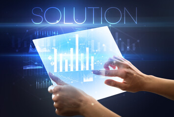 Hand holding futuristic, business concept