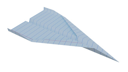 3D rendering paper plane with texture notebook transparent png
