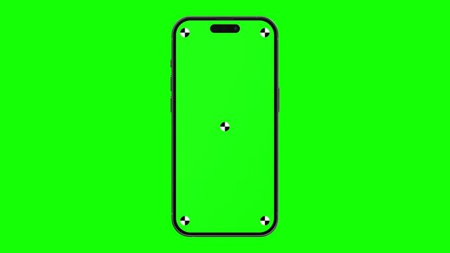 Smartphone with green screen isolated on green screen background. 4K animation with mobile phone mockup