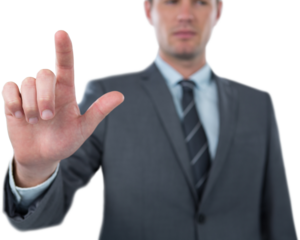 Businessman using futuristic digital screen