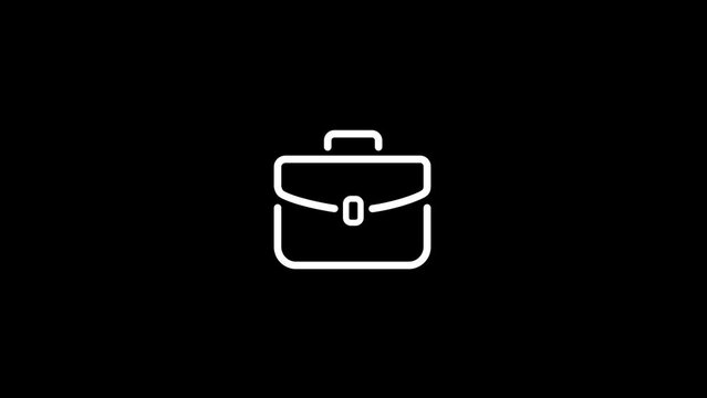 Simple briefcase icon animation isolated on black background 