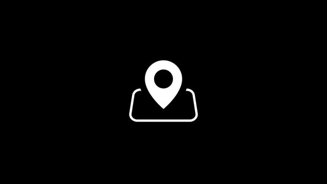 Location pin pointer icon isolated on black background