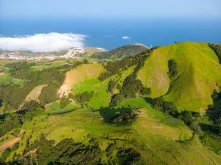 Fototapete Kanarische Inseln Aerial View at Green Volcanic Hills near Villa de Valverde at El Hierro Island. Canary Island, Spain.