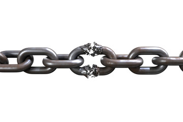 3d image of damaged silver chain 