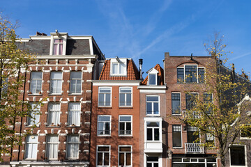 Row of Beautiful Old Historic Buildings in the Amsterdam Centrum District