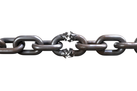 3d image of damaged silver chain  - Powered by Adobe