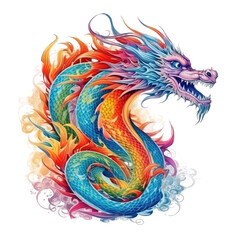 color dragon isolated on white