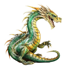 Fototapeta premium green dragon isolated on white