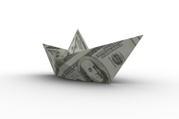 Foto op Plexiglas Amerikaanse plekken Boat made from American dollar