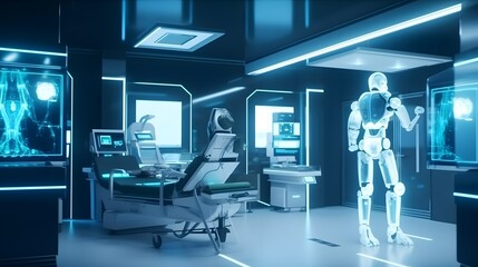 Futuristic medical center, AI healthcare. Generative AI